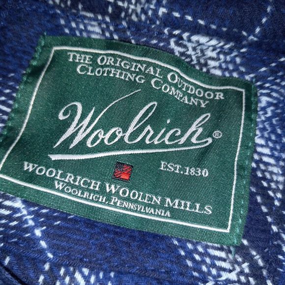 Woolrich Blanket Shirt Jacket Size L Blue Plaid Flannel Cotton Shacket Pockets - Picture 11 of 16